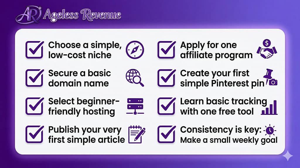 Small-budget affiliate marketing starter checklist for retirees