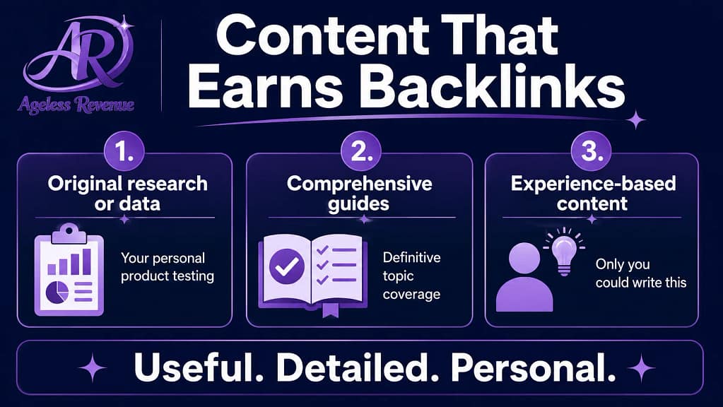 Content types that earn backlinks affiliate blog original research guides experience-based