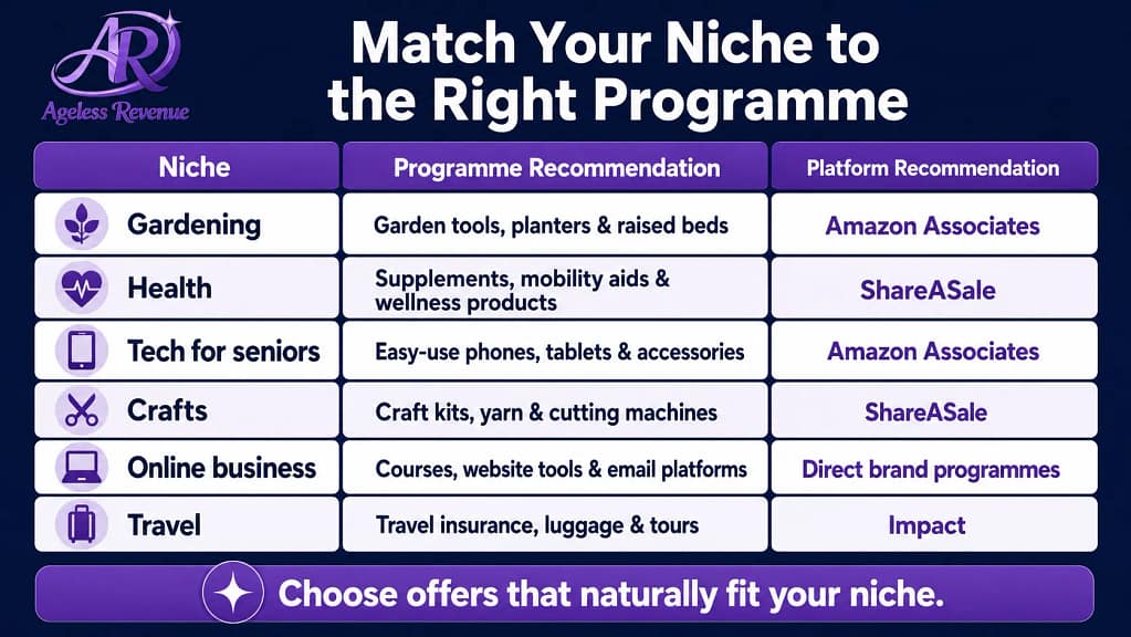 Niche to programme matching guide social media affiliate marketing retirees