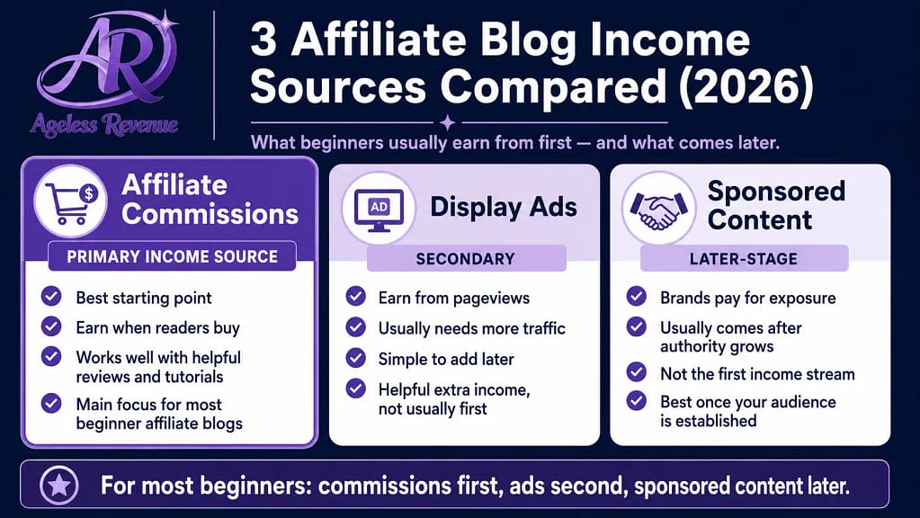 Income sources affiliate blog comparison commissions ads sponsored
