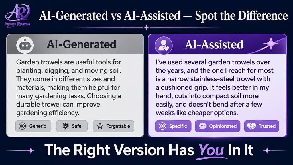 AI-generated vs AI-assisted blog content examples before and after