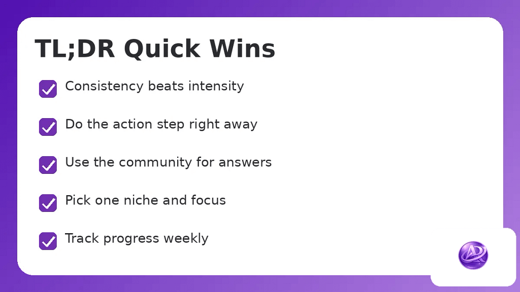 Checklist graphic summarizing quick tips for Wealthy Affiliate training success in a clear, readable design