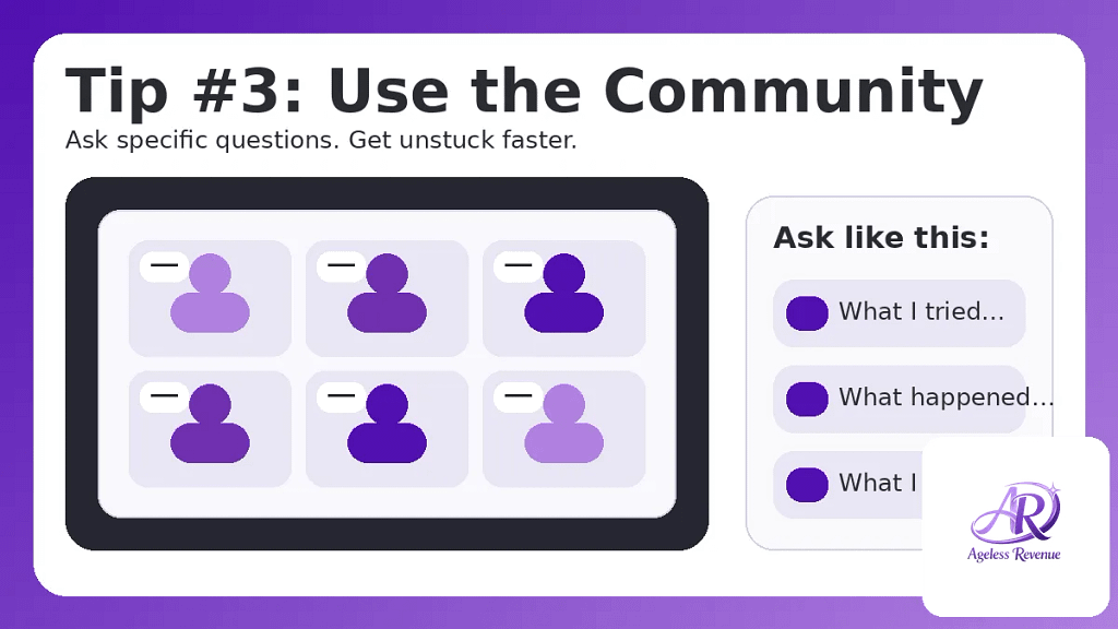 Friendly community support illustration showing people helping each other online