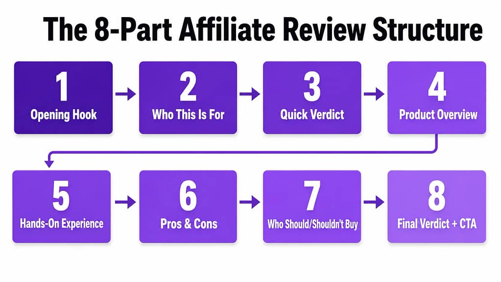 8-part affiliate product review structure — anatomy of a high converting review