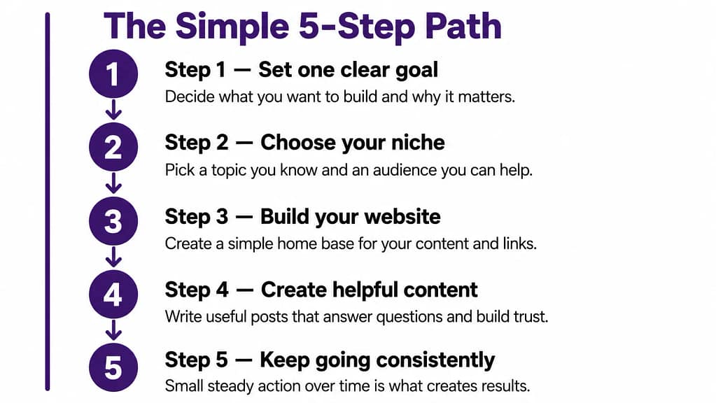 5-step roadmap for starting affiliate marketing in retirement — beginner path from niche to income